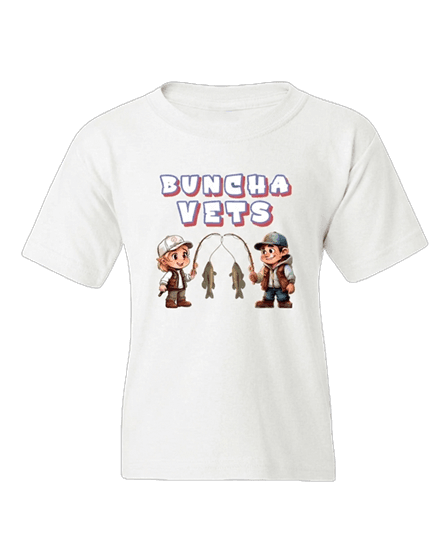 Buncha Vets Fishing Youth T-Shirt in white